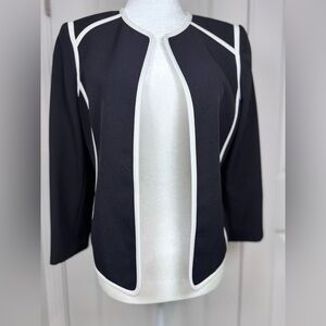 Kasper Black White Trim Blazer ClassicWardrobe QuietLuxury OfficeCore Workwear 8